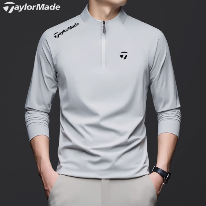 Taylormade Taylor Mei Spring and Autumn Golf Men's Long-Sleeve Stand Collar Zipper Quick-Dry Seamless Sports T-Shirt Thin Taylormade Taylor Mei Spring and Autumn Golf Men's Long-Sleeve Stand Collar Zipper Quick-Dry Seamless Sports T-Shirt Thin