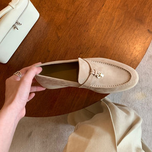 Sheepskin Version ~ Lp Tassel Buckle Loafers for Women, Flat Slip-On Versatile Soft-Soled Cashmere Shoes