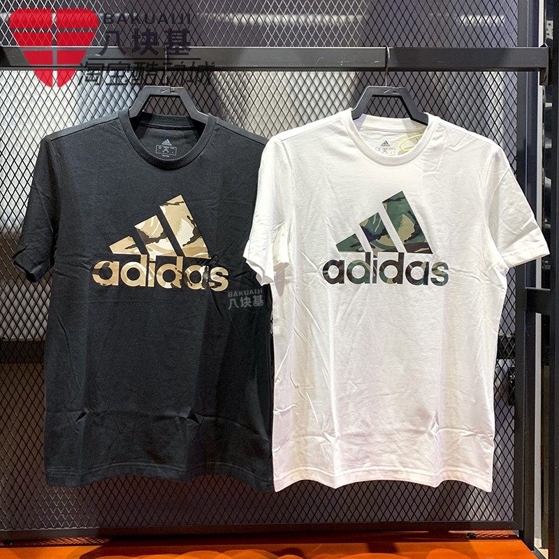 Adidas men's short-sleeved 2022 spring new sports casual cotton round neck  print T-shirt GV5237 H12198