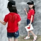 6 quần áo mùa hè 5 bé gái 4 quần denim cotton ngắn tay phù hợp với quần áo trẻ em 8 bé gái 9 hè 11 quần áo 3-12 tuổi Áo thun áo thun bé trai xuất khẩu