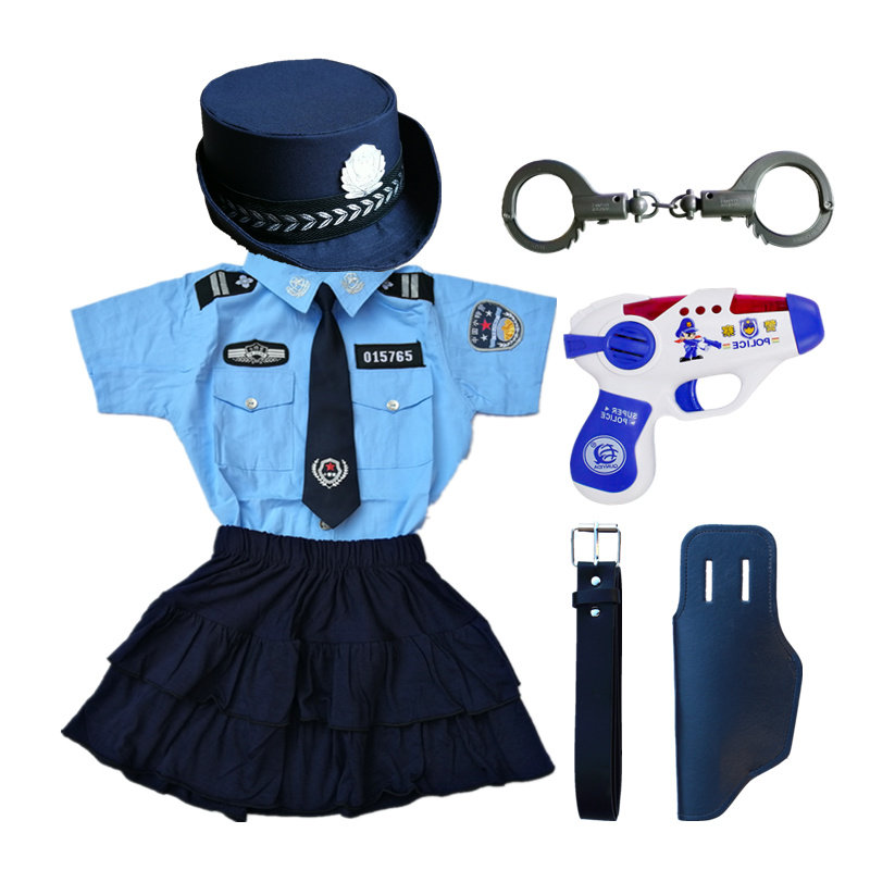 Children's male and female minor police clothes Traffic police special police counter-terrorism elite suit COS walkie-talkie telescope performance