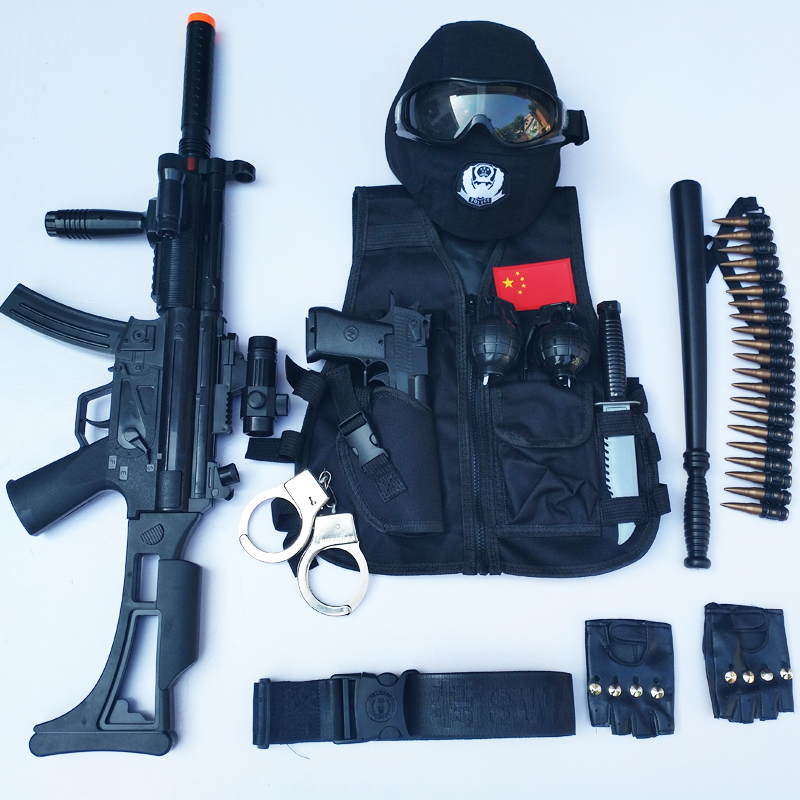 Bộ đồ chơi điện cho trẻ em Bộ SWAT nhỏ đầy đủ Ăn gà lấy cos thiết bị cảnh sát ngụy trang vest vest súng đạn mềm