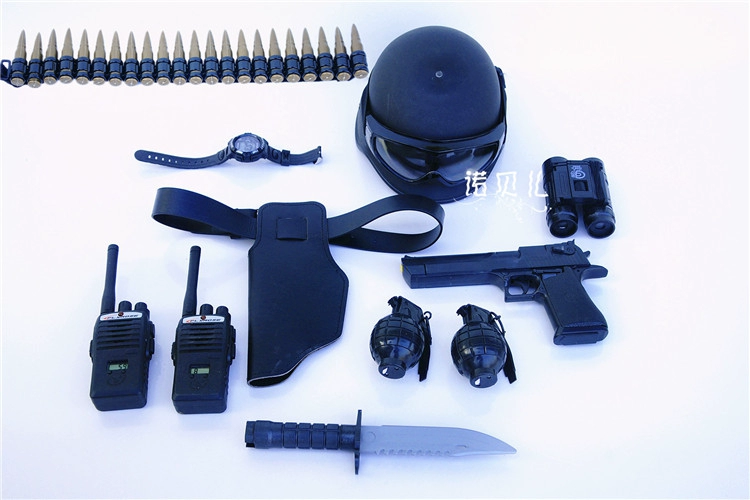 Trẻ em đồ chơi quân đội còng tay súng lục walkie-talkie mũ bảo hiểm cos cảnh sát đặc biệt lực lượng đặc biệt thiết bị vai trò bán súng đồ chơi trung quốc