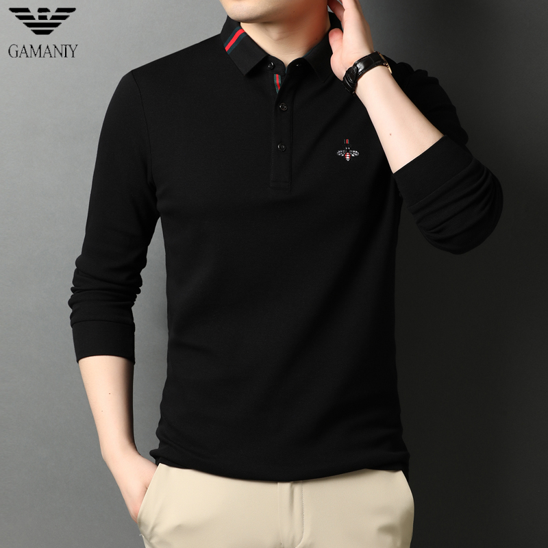 Chiamania long-sleeved men's POLO shirt new collar all-match casual cotton Paul bottoming high-end trendy T-shirt