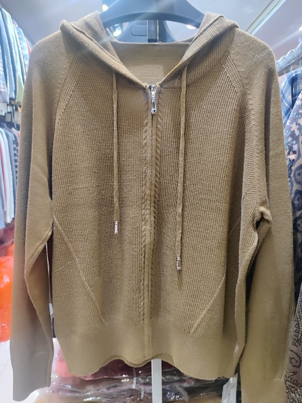 Fado 83027 Women's Hooded Knit Sweater 2026 Spring New Women's Solid Color Loose Casual Hooded Top