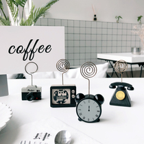 ins Nordic minimalist wooden desktop decoration Retro clock Camera TV Phone note clip small ornaments