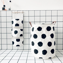 INS Nordic milk hanging bag storage bag Wall hanging storage bucket large foldable household cotton and linen fabric storage basket