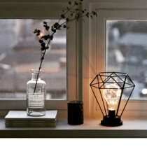 Net red light Korea very simple design iron industry style night light ins decorative table lamp set props