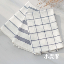 ins Nordic style small fresh Western mat Cotton linen plaid kitchen towel Tea towel Food baking photo background cloth