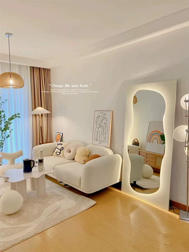 Nordic Ins Light -Emating Full -Cody зеркало с легкой сетью красной посадки Mirro Mirro