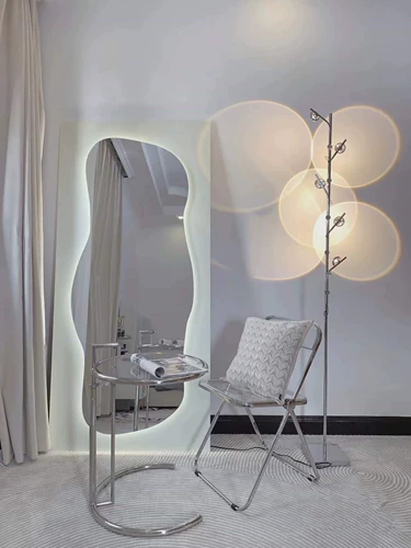 Nordic Ins Light -Emating Full -Cody зеркало с легкой сетью красной посадки Mirro Mirro