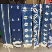 Écharpe en coton filé à la main indigo de style ethnique Guizhou pour hommes et femmes