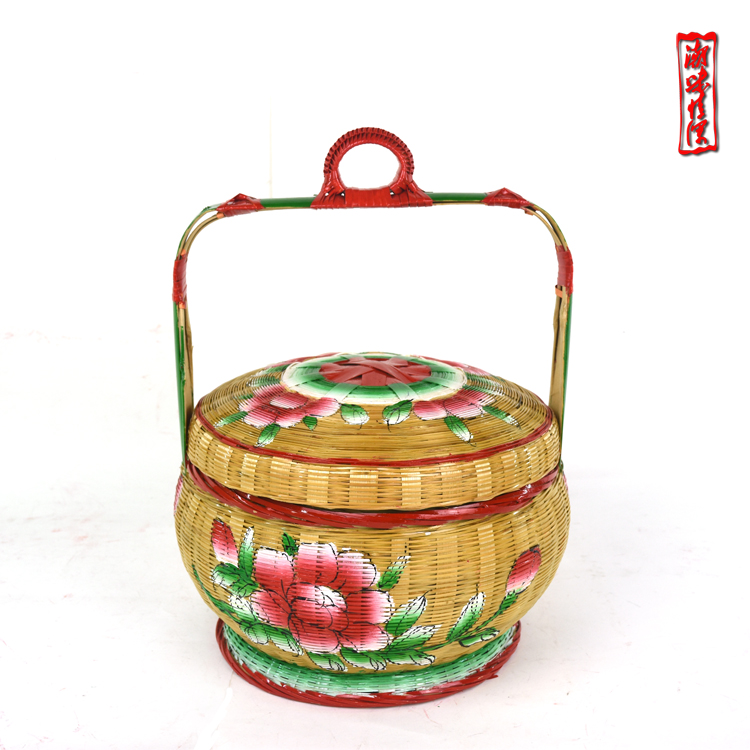 Thread 樣專用 竹籃子？ 竹製物 2 點 花器 古美術（竹籃花裝飾品