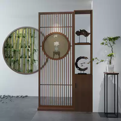 Modern new Chinese style solid wood screen partition wall living room entrance block bedroom unit decoration seat screen