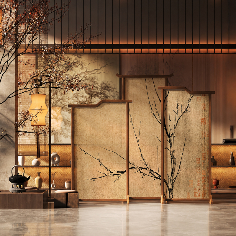 Screen Partitions in the New Chinese Style with Modern Simplicity, Inspired by the Aesthetics of the Song Dynasty, for Entryways, Hotel, Tea Rooms, and Corridors to Hide Background Walls Screen Partitions in the New Chinese Style with Modern Simplicity, Inspired by the Aesthetics of the Song Dynasty, for Entryways, Hotel, Tea Rooms, and Corridors to Hide Background Walls