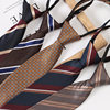 Retro Brown Lazy Striped Zipper Tie for Men, Knot-Free Pre-Tied Tie, Preppy Style Shirt Accessory, Women's Burgundy Tie