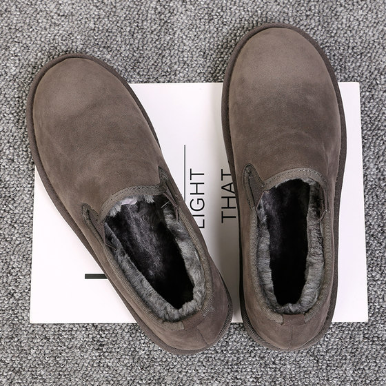 Low-cut snow boots for men in winter, warm and velvet, waterproof and thickened, couples bread shoes, trendy one-legged old Beijing cotton shoes