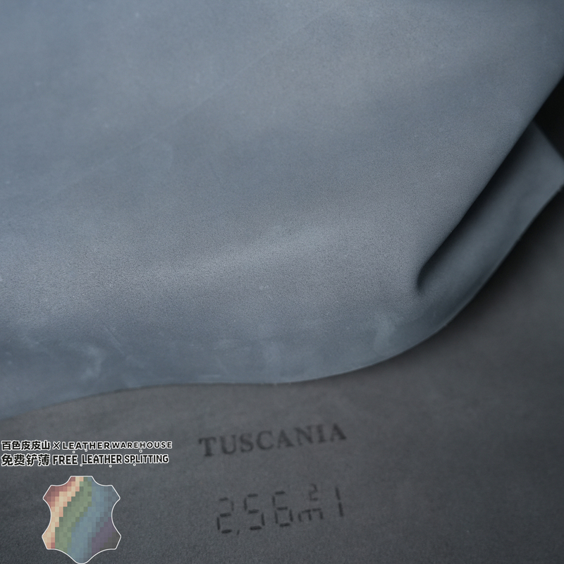 Italian Tuscany 1.8mm Gray-Blue Frosted Suede Handmade DIY Bag, Shoe, Journal First-Layer Cowhide Leather Material