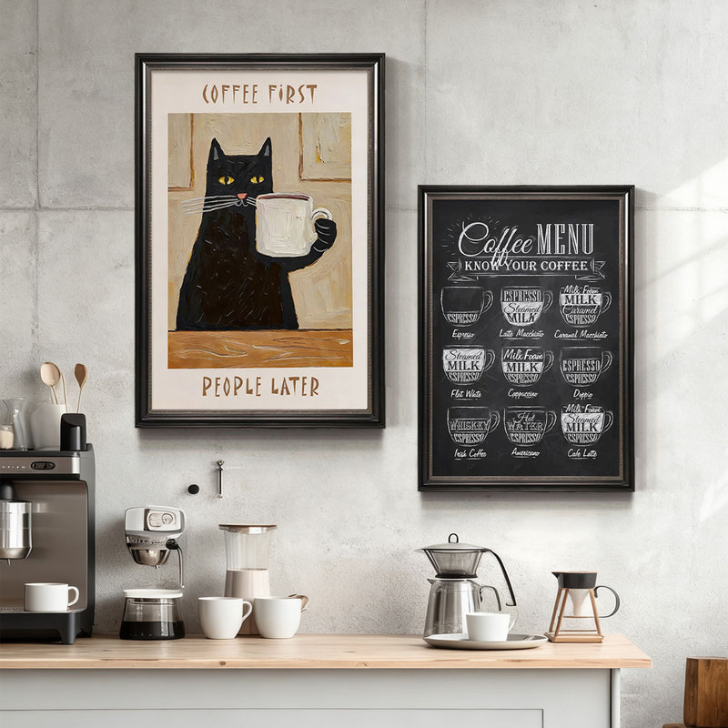 Coffee Cat Themed Decorative Painting Modern Minimalist Restaurant Hanging Painting Blackboard Style Coffee Menu Poster Mural Coffee Cat Themed Decorative Painting Modern Minimalist Restaurant Hanging Painting Blackboard Style Coffee Menu Poster Mural