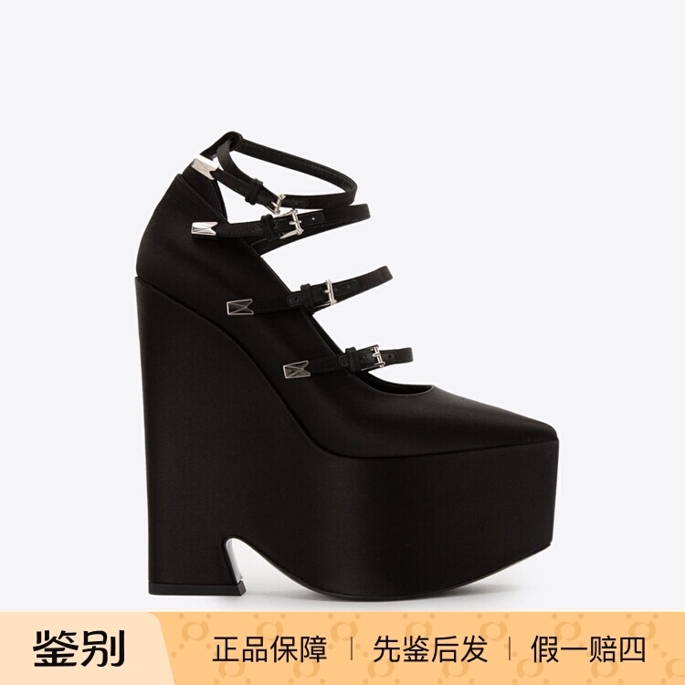 In-Stock Versace Autumn New Leather Chunky Heel Pointed Toe Casual Versatile Women's High-Heeled Sandals