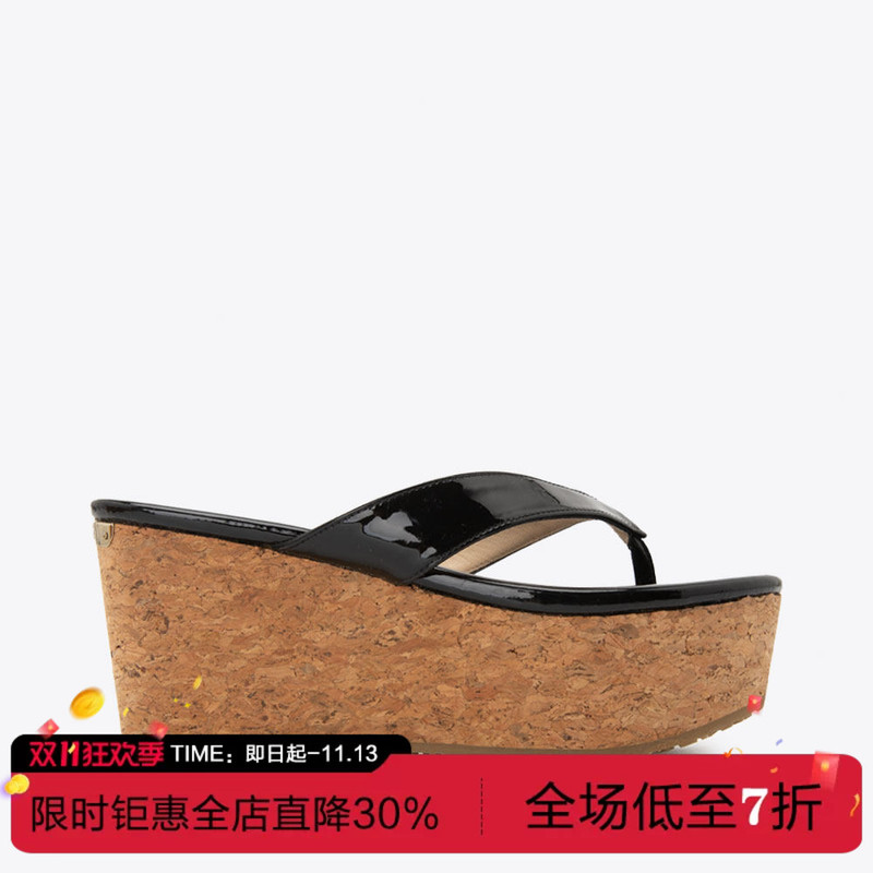 In Stock Jimmy Choo Zhou Yangjie Jc Summer New Leather Wedge Thick-Soled Women's Thong Sandals and Slippers In Stock Jimmy Choo Zhou Yangjie Jc Summer New Leather Wedge Thick-Soled Women's Thong Sandals and Slippers