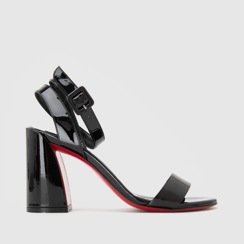 In Stock Christian Louboutin New Leather Open-Toe Chunky Heel Women's High Heels Sandals In Stock Christian Louboutin New Leather Open-Toe Chunky Heel Women's High Heels Sandals