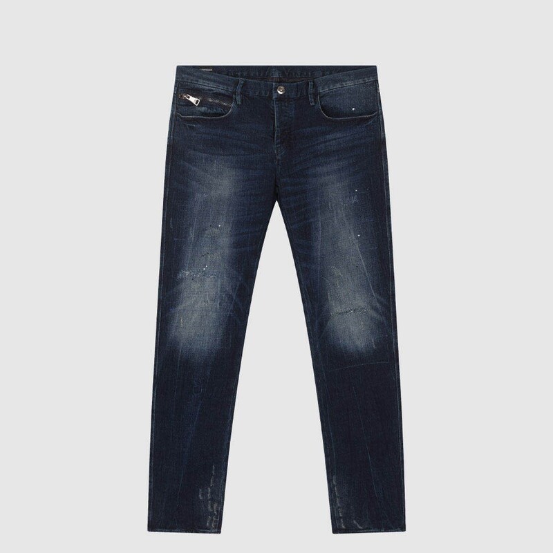In Stock Emporio Armani Ea Armani New Zipper Style Men's Straight-Leg Casual Jeans