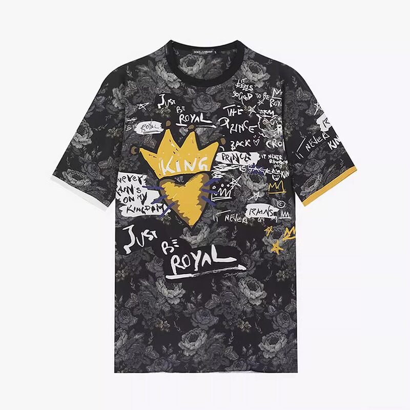 In Stock Dolce Gabbana Dg Spring New Graffiti Print Men's T-Shirt Short-Sleeved T-Shirt