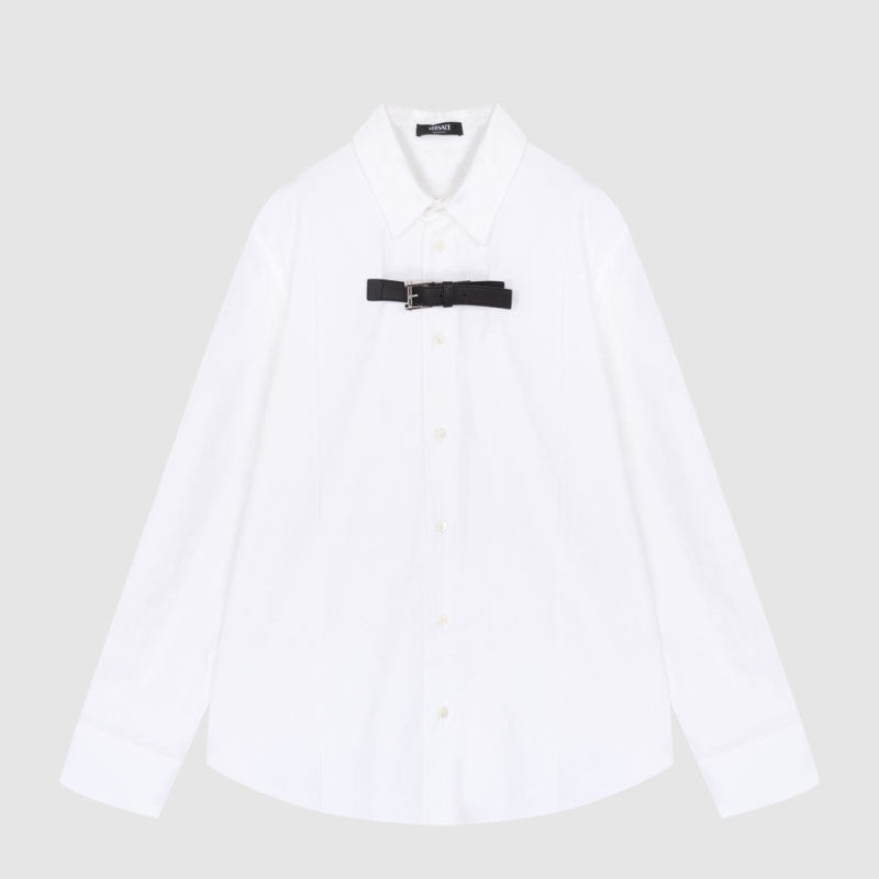 In-Stock Versace Versace Spring/Summer New Collection Men's Casual Long-Sleeve Shirt with Lapel, Buttons, and Belt Decoration In-Stock Versace Versace Spring/Summer New Collection Men's Casual Long-Sleeve Shirt with Lapel, Buttons, and Belt Decoration