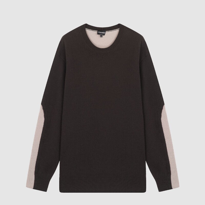 In-Stock Giorgio Armani Armani Ga New Wool Cashmere Men's Color-Block Knit Sweater In-Stock Giorgio Armani Armani Ga New Wool Cashmere Men's Color-Block Knit Sweater