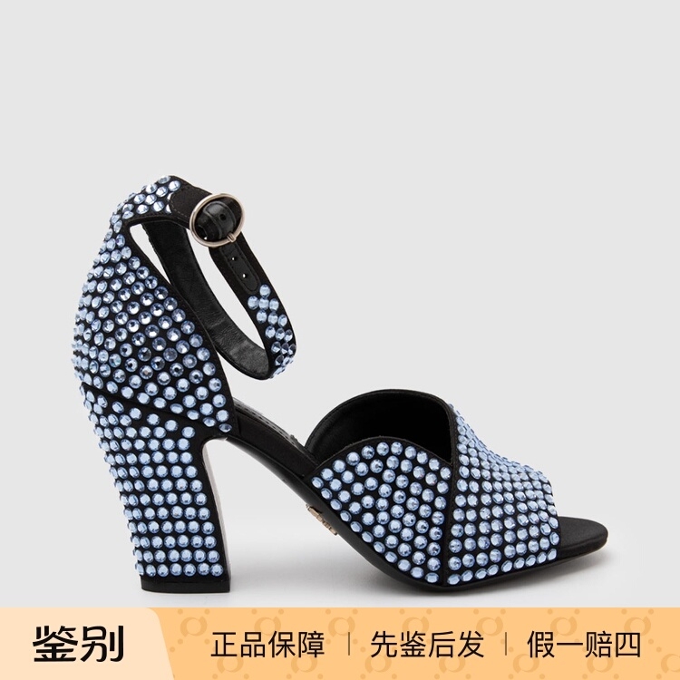 In-Stock Prada Spring/Summer New Goat Suede Leather Rhinestone Women's Fashion Chunky Heel High Heels Sandals In-Stock Prada Spring/Summer New Goat Suede Leather Rhinestone Women's Fashion Chunky Heel High Heels Sandals