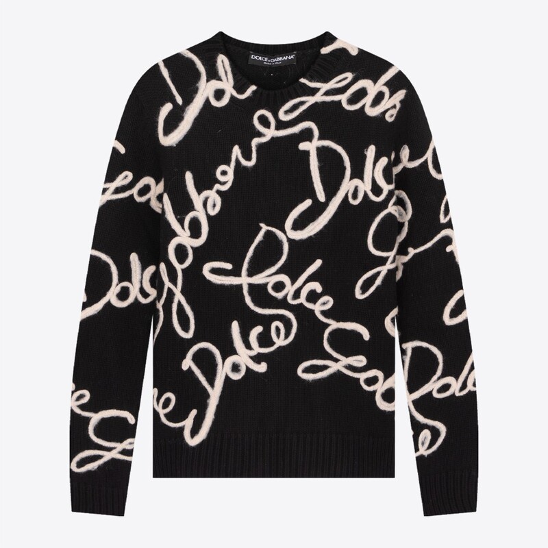 In-Stock Dolce Gabbana Dg New Wool Cashmere Logo Crew Neck Men's Knit Sweater In-Stock Dolce Gabbana Dg New Wool Cashmere Logo Crew Neck Men's Knit Sweater
