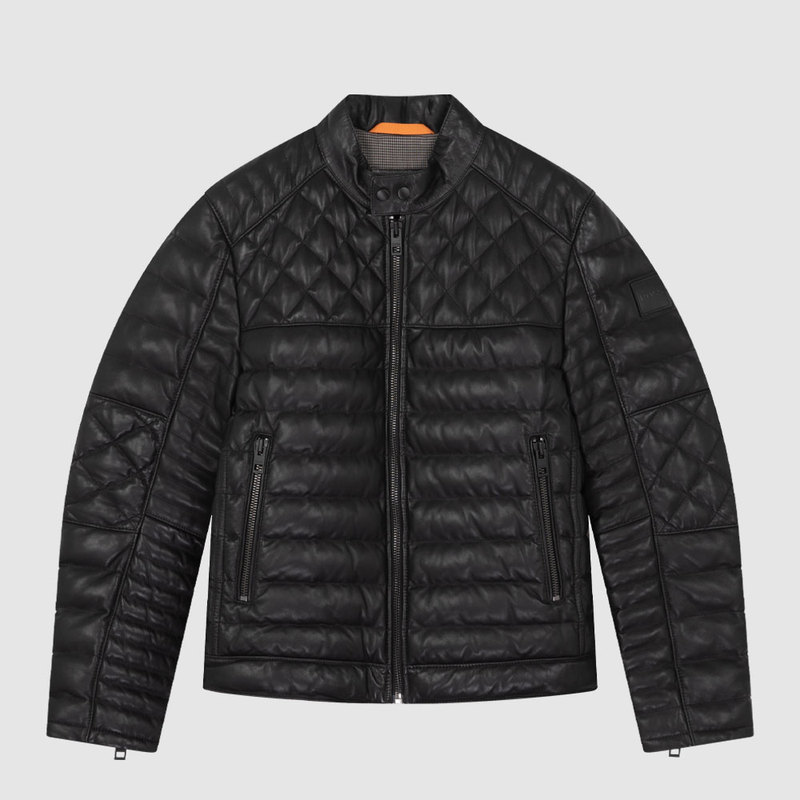 In-Stock Hugo Boss Winter New Lamb Leather Zip-Up Men's Casual Windproof Warm Leather Jacket Coat