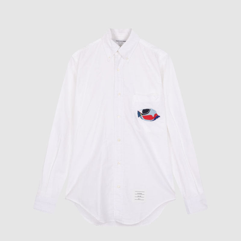 In Stock Thom Browne Tom Browne Tb New Animal Fish Embroidery Men's Button-Down Long-Sleeve Shirt