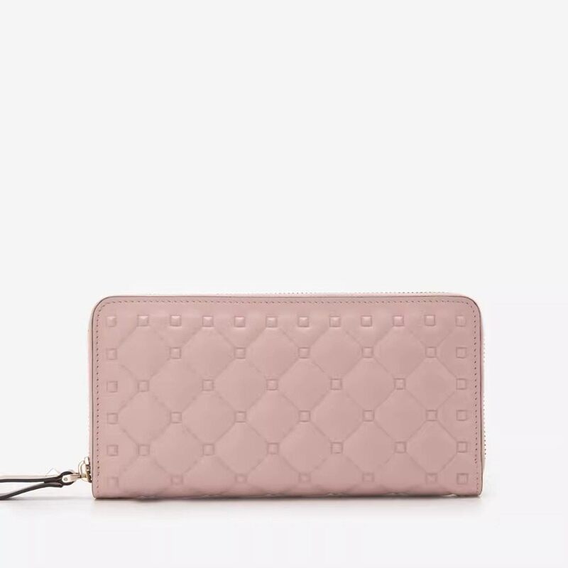In-Stock Valentino New Spring/Summer Studded Multi-Card Slot Women's Long Leather Wallet Card Holder