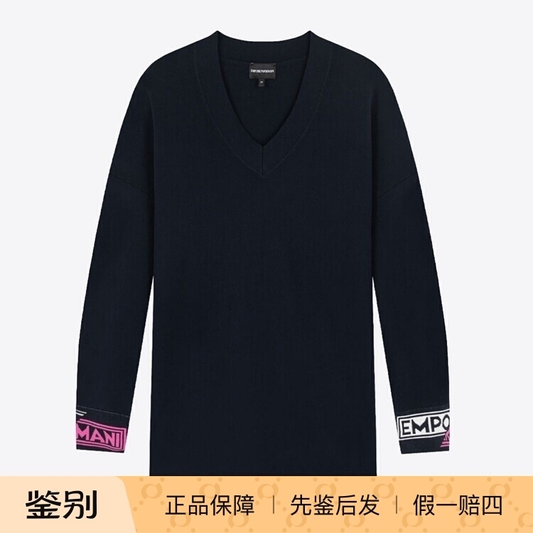 In-Stock Emporio Armani Ea Armani Autumn and Winter New V-Neck Pullover Mid-Length Women's Sweater In-Stock Emporio Armani Ea Armani Autumn and Winter New V-Neck Pullover Mid-Length Women's Sweater