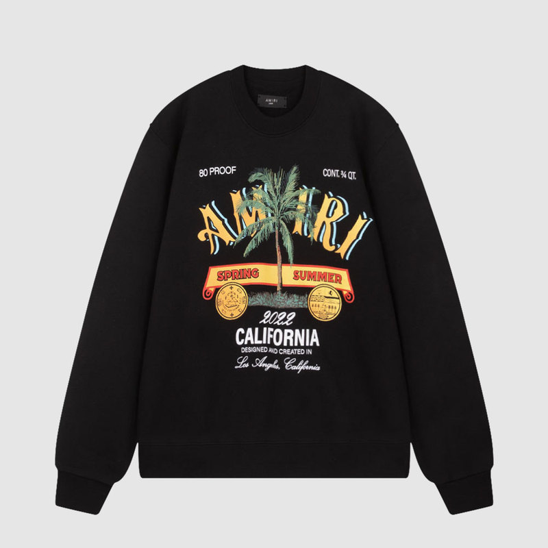In-Stock Amiri Spring and Autumn New Logo Letter Pattern Printed Terry Men's Long-Sleeve Casual Crewneck Pullover Sweatshirt