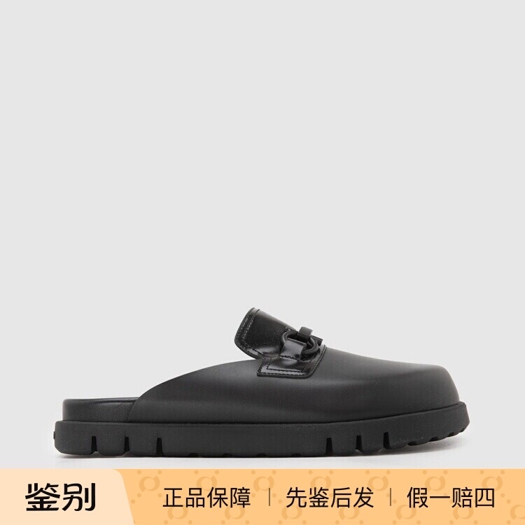 In-Stock Ferragamo Spring/Summer New Leather Men's Slip-On Mules Closed-Toe Sandals