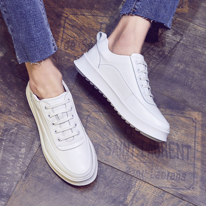 Men's small white shoes 2021 Spring new white board shoes Men's inner heightening Han version 100 hitch Trendy Thick Bottom Casual Shoes