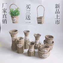 Grass choreograpes basket rattan choreograpes handwoven handicraft dried flower decoration grass choreograpes flower vases living room furnishing