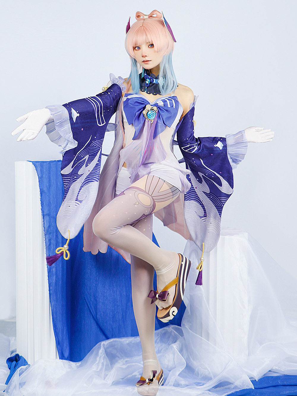 珊瑚宫心海cos服原神海祇岛现人神巫女套装cosplay服装假发全套评价- 淘宝网