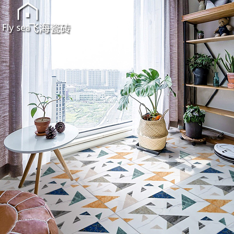 Nordic geometric pattern tiles 600×600 living room bedroom dining room mosaic floor tiles non-slip tiles modern simplicity