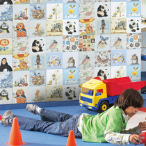 Kindergarten playground cartoon background wall small flower brick childrens room early education non-slip antique ceramic floor tiles 300