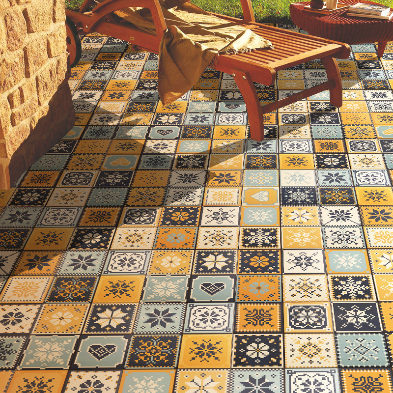 Retro Small Flower Brick Flower flake Balcony Dining Room Kitchen Makeup Room Tiles Anti-Slip Kitchen Guard Floor Brick Background Wall 300