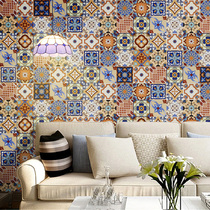 European Mediterranean background wall colored flower tiles 150 stairs waistline facade small tiles 300 × 300