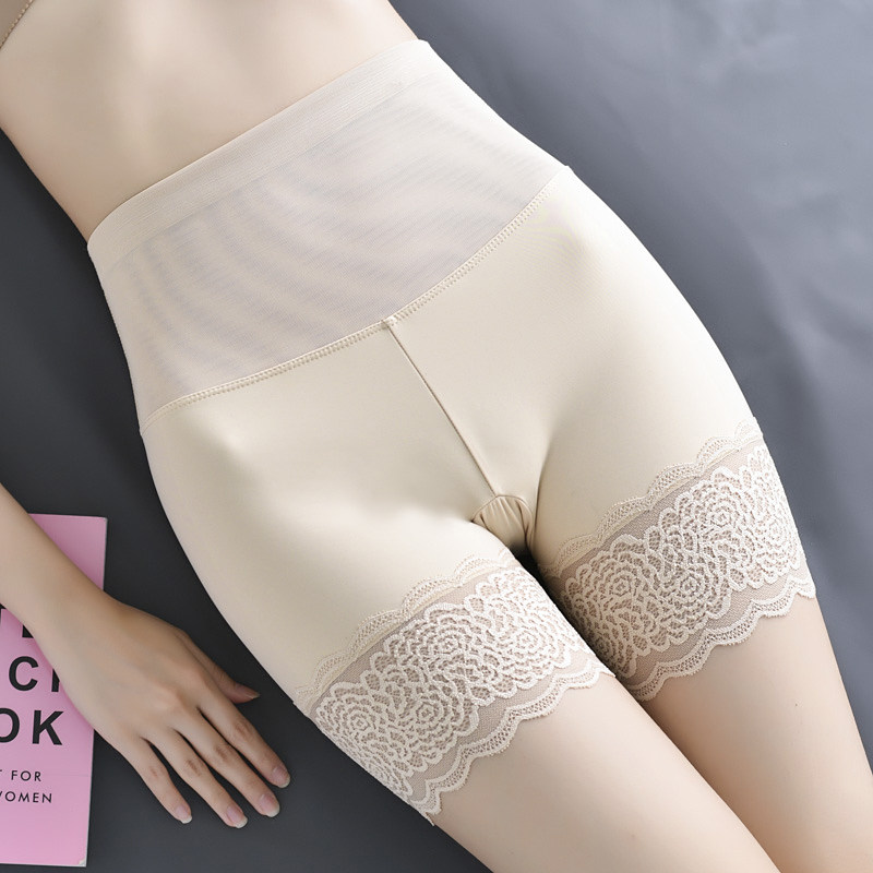 High waist collection belly safety pants women anti-walking light summer thin section of ice silk without marks and waist hitting bottom shorts not curbside insurance pants