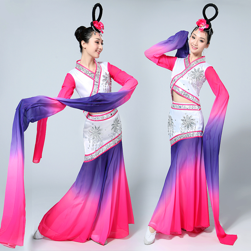 Màn trình diễn tay áo mới của Cai Wei Dance 月 月 Vũ điệu cổ điển Gradient Hanfu Dunhuang Feiti Children trang phục biểu diễn zumba