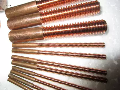 Hollow copper threaded electrode with water-passing hole red electrode copper flat discharge spark screw metric M2-M25