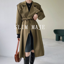 Trench coat womens long 2021 new khaki coat Korean version of temperament casual autumn and winter knee jacket