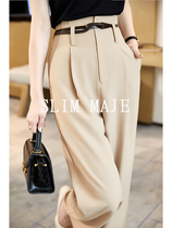 2021 new suit wide leg pants womens spring and autumn high waist thin hanging feeling joker loose casual straight pants